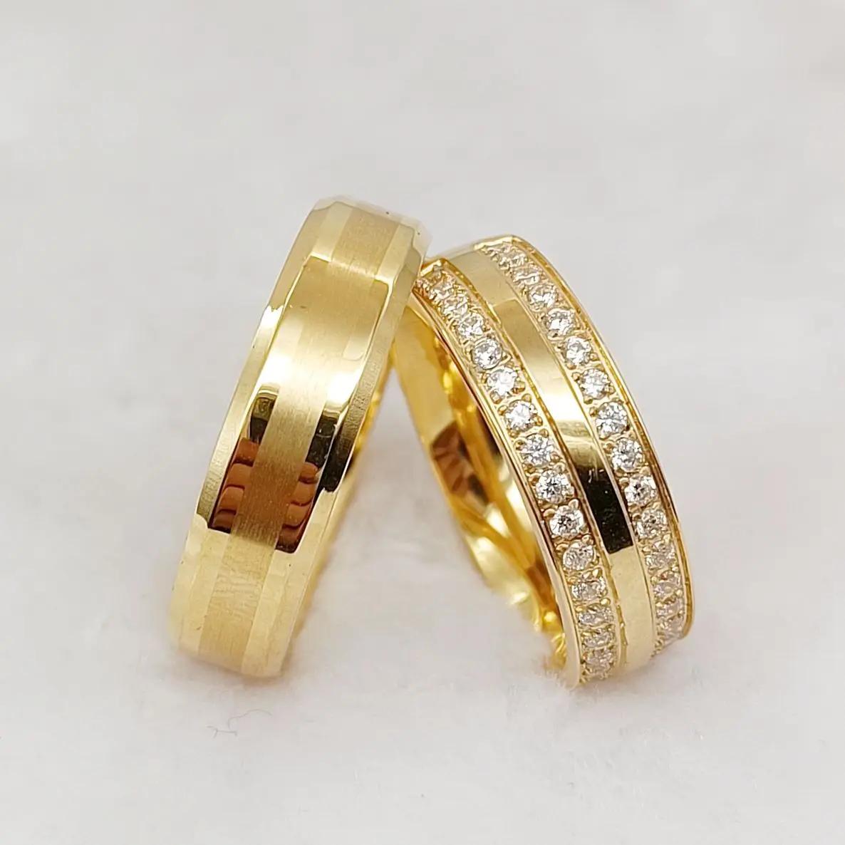 High Quality Love Wedding Rings Couple Sets For Men And Women Whole 18k Gold Plated Fashion Jewelry cz Diamond Marri